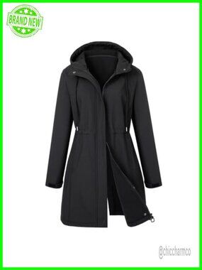 Womens Rain Jacket Windbreaker Waterproof Hooded Fleece Lined Softshell